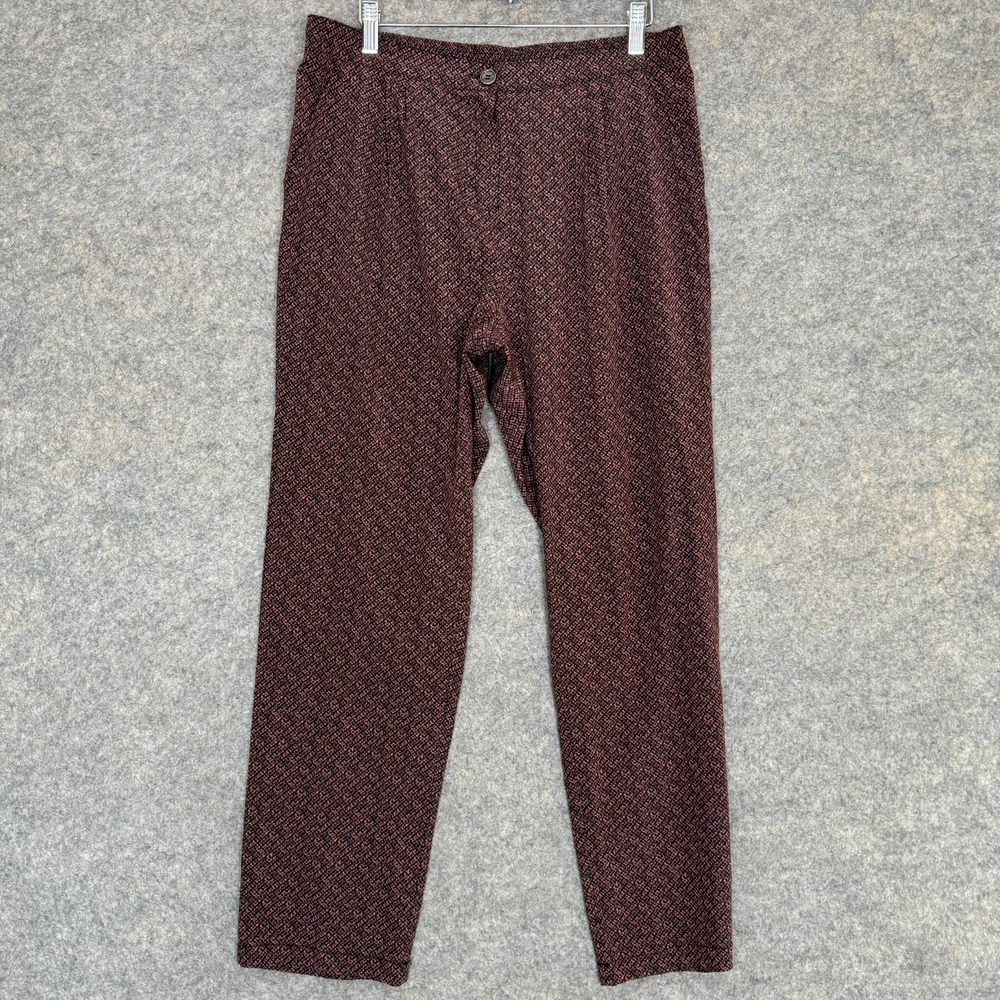 Attic and Barn Lightweight Silk Pants Womens 8 (46) W31 Geometric Red Made Italy